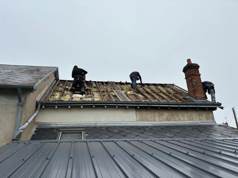 1 rénovation de toiture dépose de l'ancienne couverture à Saint-Denis-de-Pile