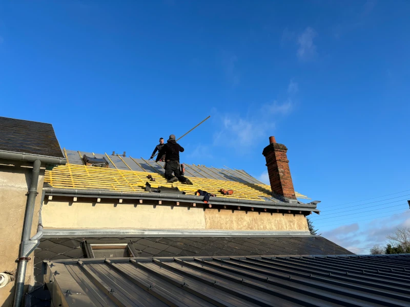 Rénovation de toiture pose écran de sous toiture et litelage à Saint-Denis-de-Pile